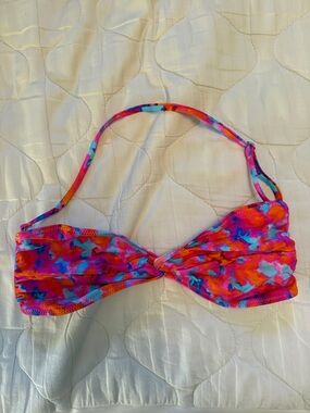Vibrant Pink & Blue Patterned Bikini Top